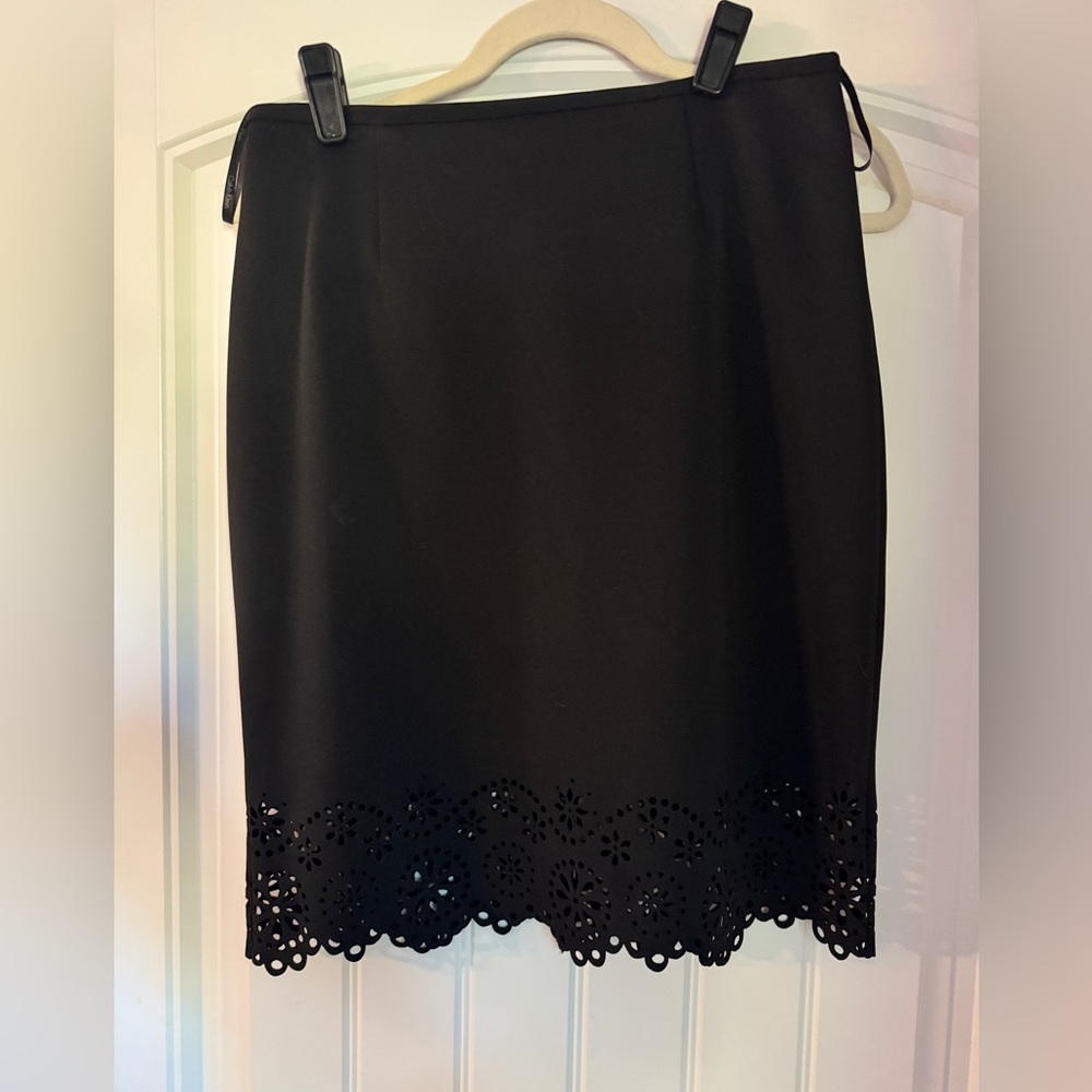 Calvin Klein Black Pencil Skirt with Cut Out Lace Design 6